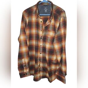 6/5. George Brown and Orange Plaid Casual Shirt